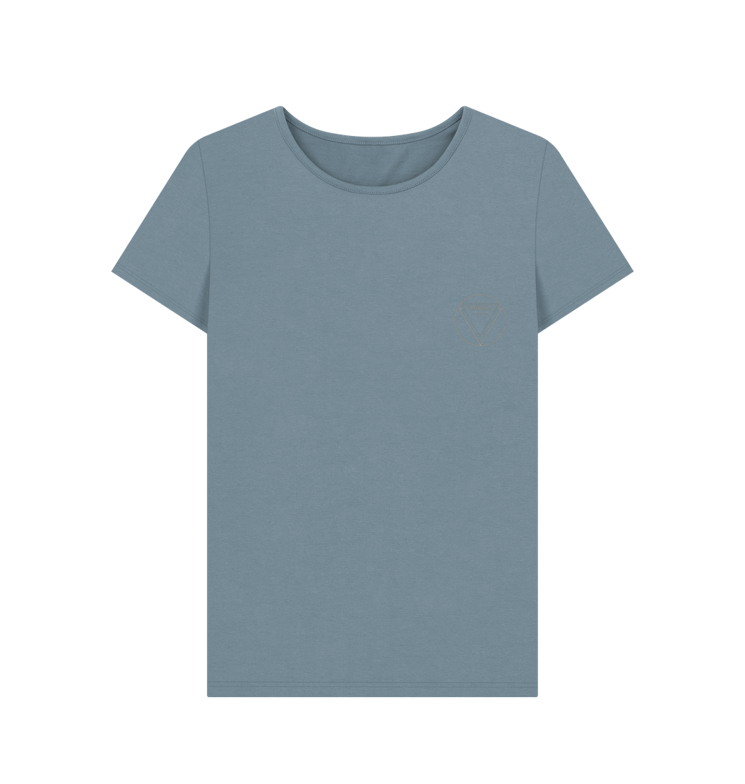 Stone Blue Women's Crew Neck T-shirt  Certified Organic Cotton