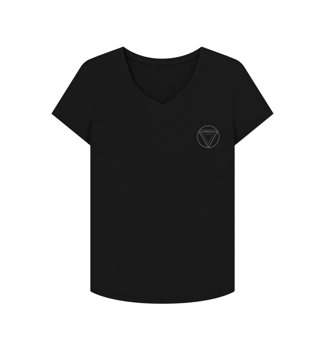 Black Women's V-Neck T-shirt  Certified Organic Cotton