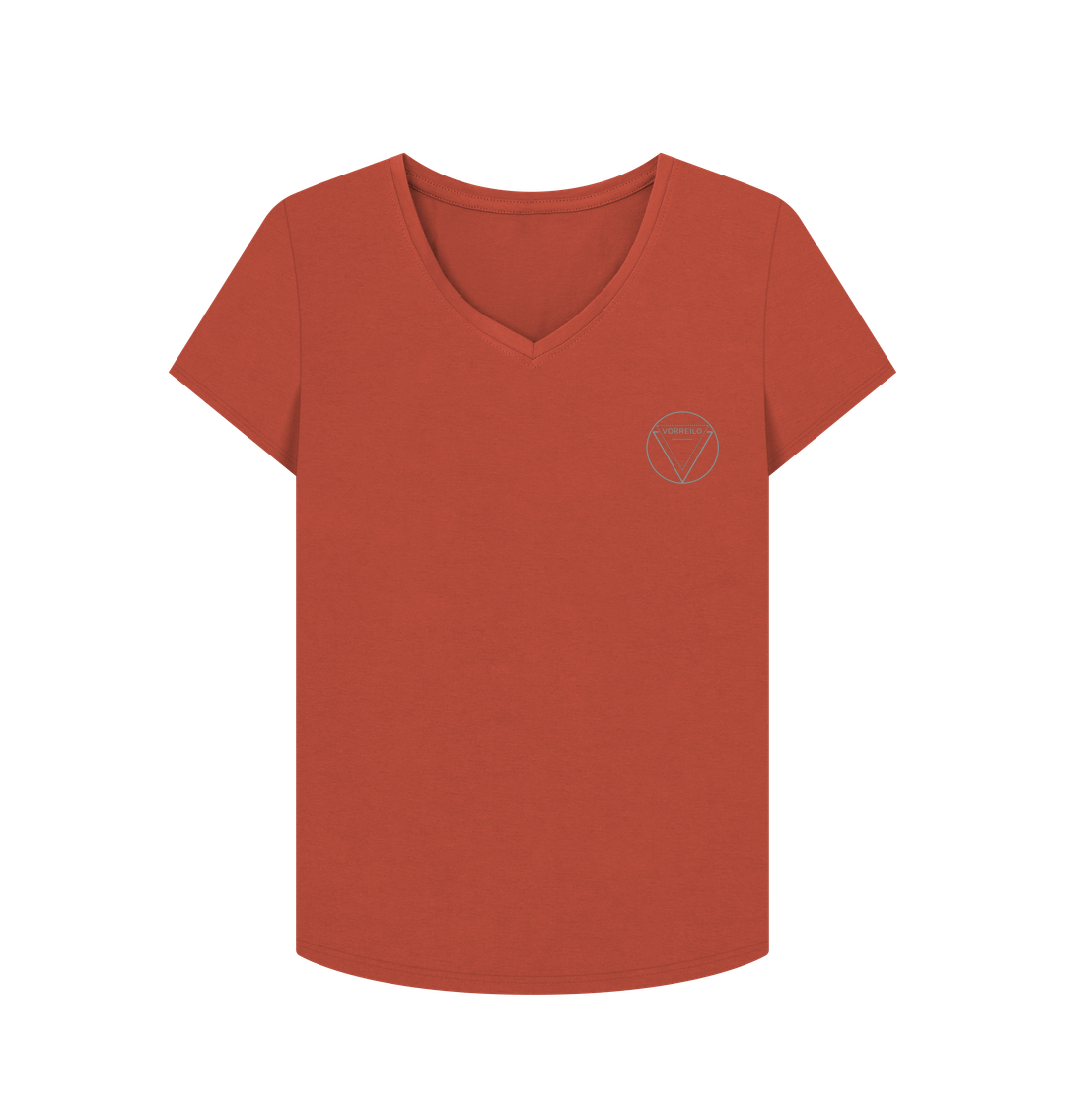 Rust Women's V-Neck T-shirt  Certified Organic Cotton