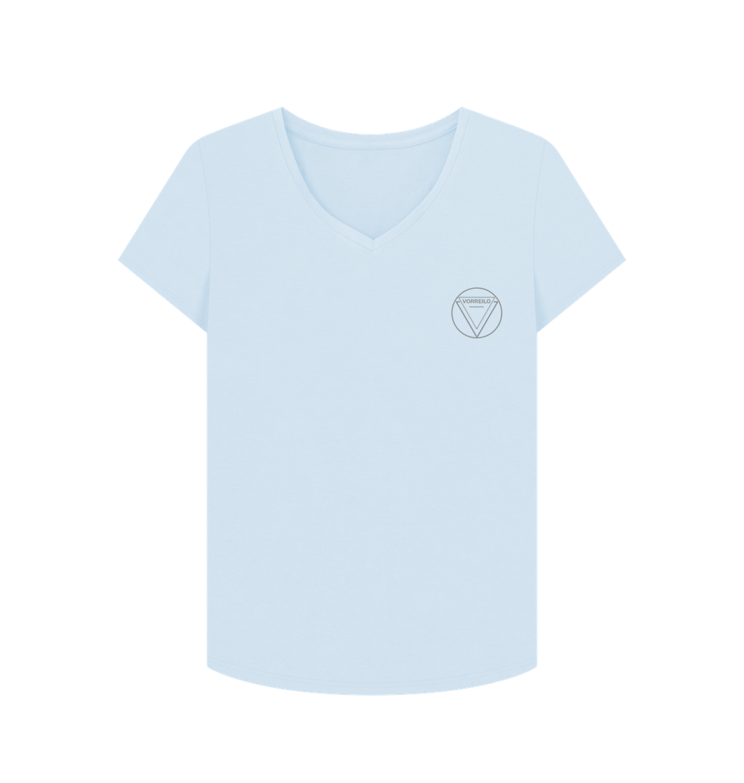 Sky Blue Women's V-Neck T-shirt  Certified Organic Cotton