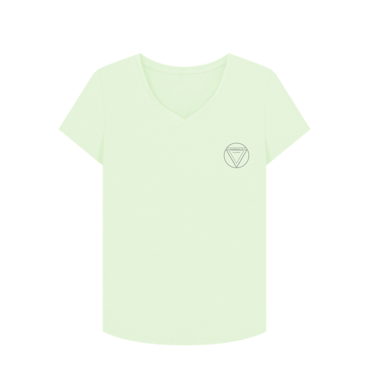 Pastel Green Women's V-Neck T-shirt  Certified Organic Cotton