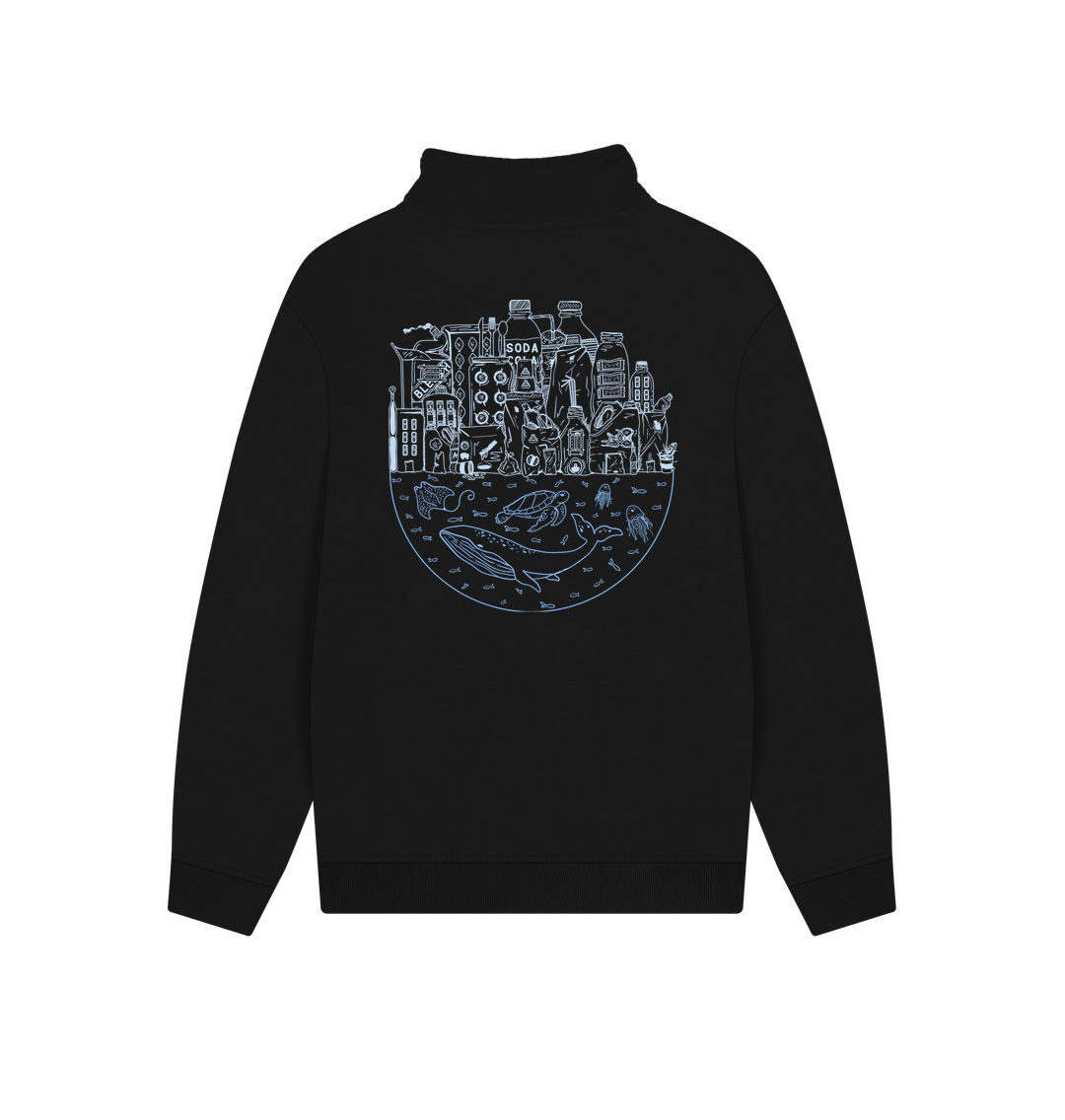 Black Vorreilo Organic Cotton Unisex Quarter-zip Sweatshirt - Protect  our Oceans